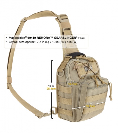 Maxpedition Remora Gearslinger Khaki Shoulder Utility Pack Bag 0419K