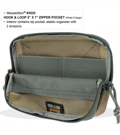 Maxpedition Hook & Loop 5 x 7 Zipper Pocket Khaki/Foliage Pouch 3525KF -  Blade HQ