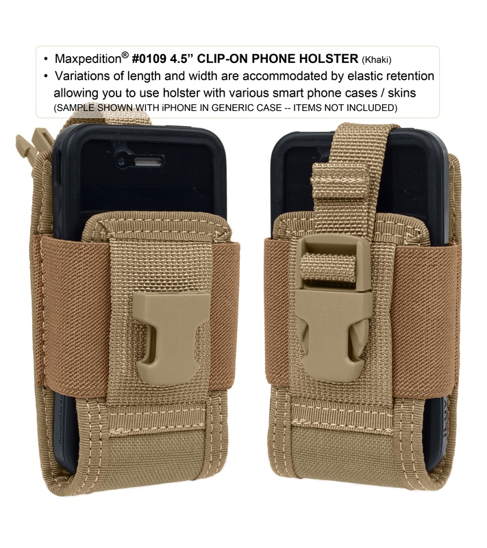 Maxpedition 4.5" Clip-On Phone Holster Black Pouch 0109B