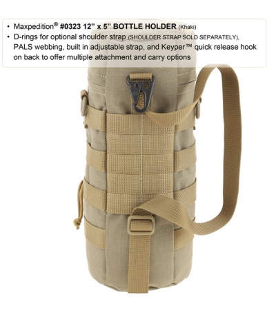 Maxpedition 12" x 5" Nalgene Bottle Holder Bag Travel Case Black 0323B
