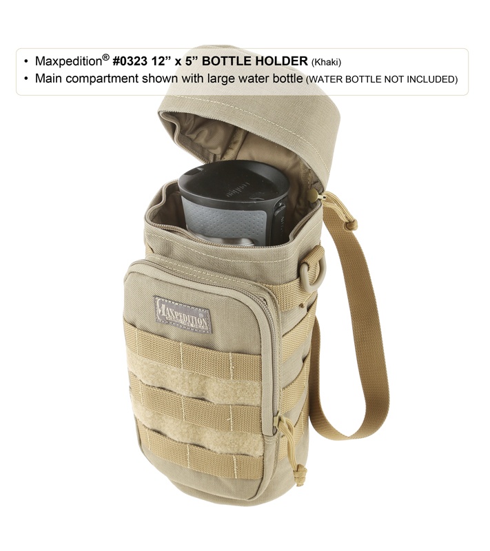 Maxpedition 12" x 5" Nalgene Bottle Holder Bag Travel Case Black 0323B
