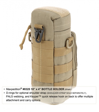 Maxpedition 10" x 4" Nalgene Bottle Holder Bag Travel Case Khaki 0325K