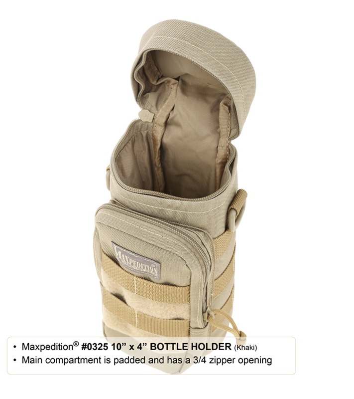 Maxpedition 10" x 4" Nalgene Bottle Holder Bag Travel Case Khaki 0325K
