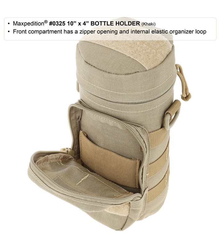 Maxpedition 10" x 4" Nalgene Bottle Holder Bag Travel Case Khaki 0325K