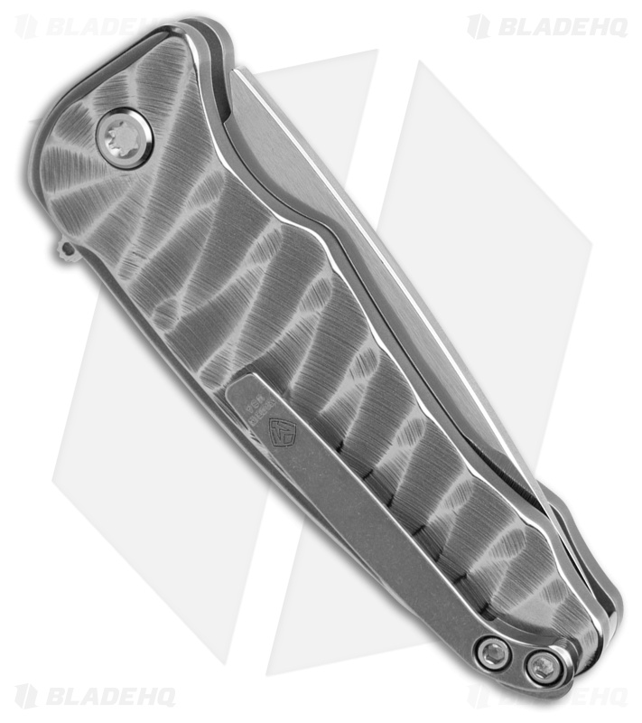 Medford Smooth Criminal Button Lock Knife Rocked Titanium  (3" Tumbled)