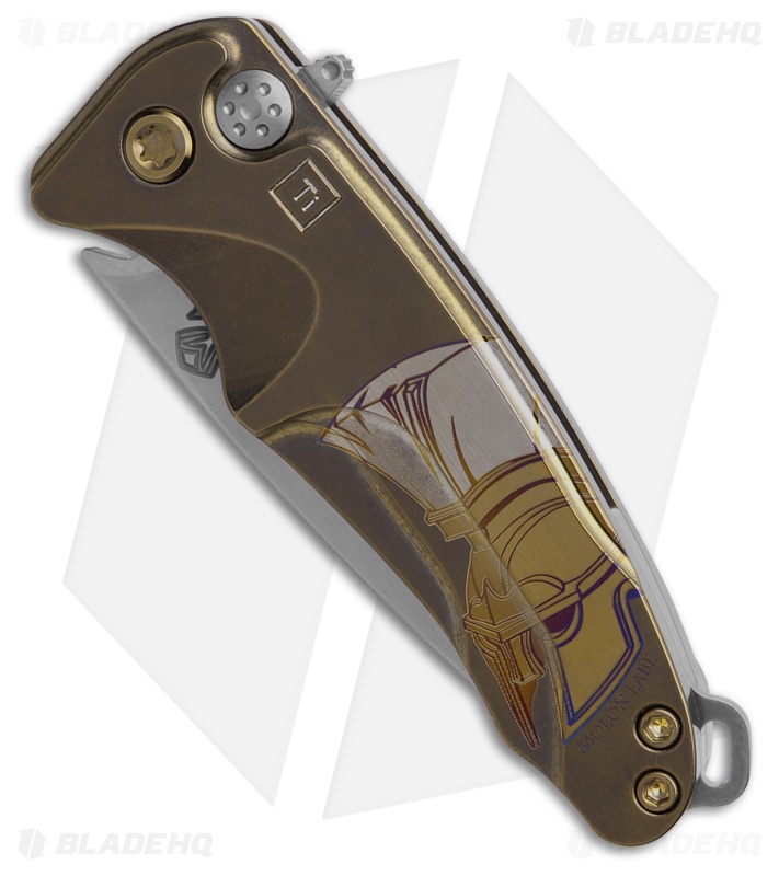 Medford Smooth Criminal Button Lock Knife Titanium Ghost Molon Labe (3" Tumbled)