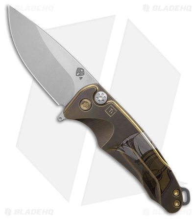 Medford Smooth Criminal Button Lock Knife Titanium Ghost Molon Labe (3" Tumbled)