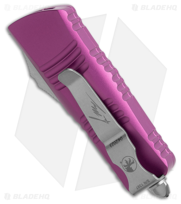 Microtech Mini Troodon Hellhound SS OTF Automatic Knife Violet (1.9" Stonewash)