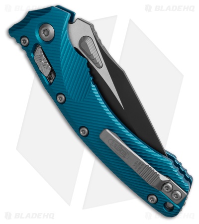 Microtech Amphibian S/E Ram-Lok Fluted Blue Aluminum (3.9" Black)