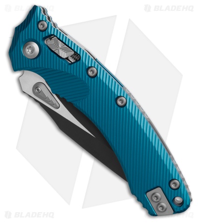 Microtech Amphibian S/E Ram-Lok Fluted Blue Aluminum (3.9" Black)