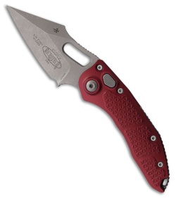 Microtech Stitch Automatic Knife Merlot Red Aluminum (3.75" Apocalyptic)