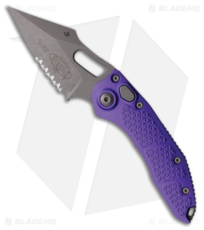 Microtech Stitch Automatic Knife Purple Aluminum (3.75" Apocalyptic Serrated)