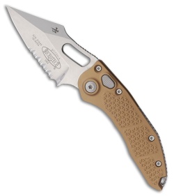 Microtech Stitch Automatic Knife Brown Aluminum (3.75" Stonewash Serr)