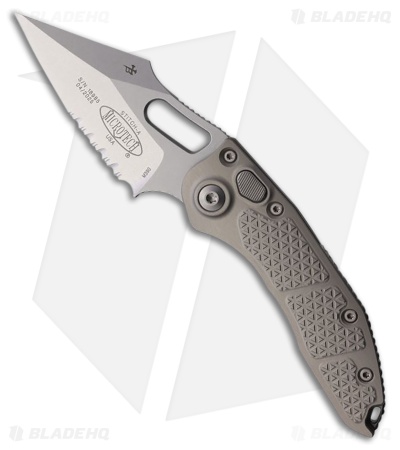 Microtech Stitch Automatic Knife Natural Clear Aluminum (3.75" SW Serr)
