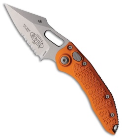 Microtech Stitch Automatic Knife Orange Aluminum (3.75" Stonewash Serrated)