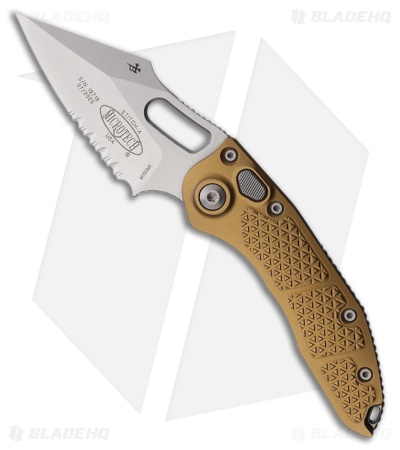 Microtech Stitch Automatic Knife Tan Aluminum (3.75" Stonewash Serr)