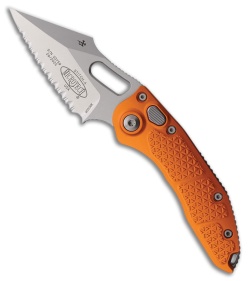 Microtech Stitch Automatic Knife Orange Aluminum (3.75" Stonewash Full Serr)