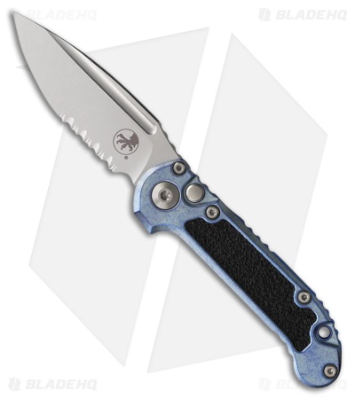 Microtech LUDT S/E Marfione Select Auto Knife Ice Blue Ti/Inlay (3.5" SW Serr)