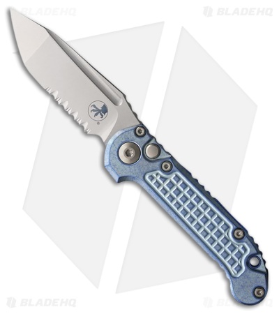 Microtech LUDT T/E Marfione Select Auto Knife Ice Blue Frag Ti (3.5" SW Serr)
