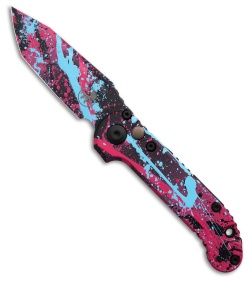 Microtech LUDT Gen III S/E Automatic Knife Pink/Blue/Black Splatter (3.5")