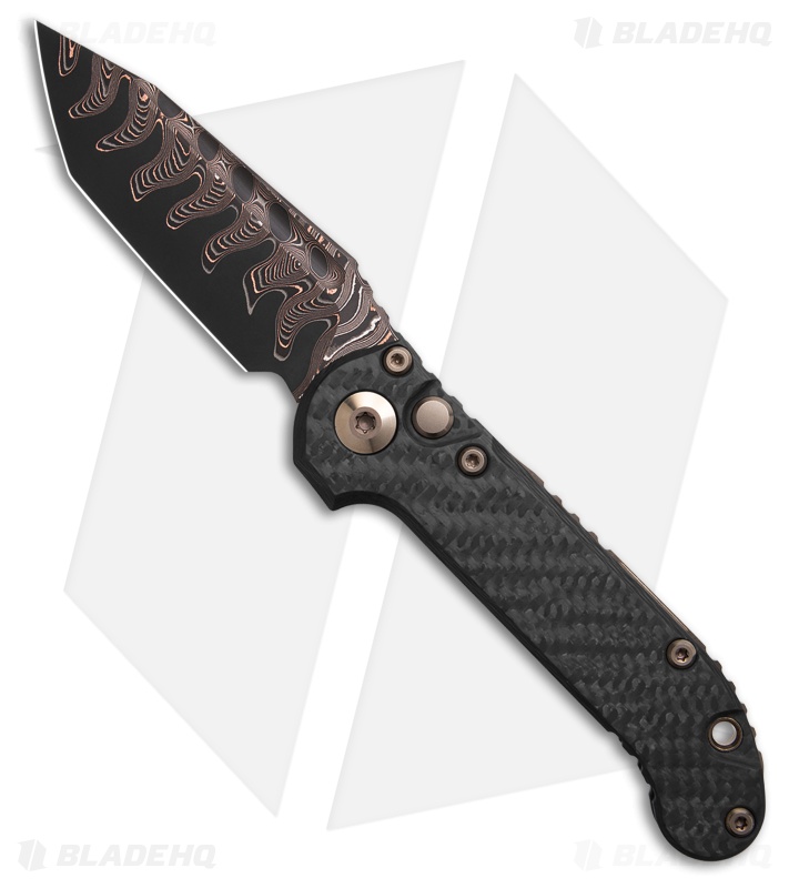 Microtech LUDT Gen III T/E Auto Knife Carbon Fiber (3.5" Coppermai Damascus)