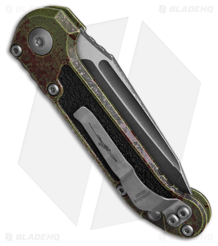 Microtech LUDT Gen III T/E Automatic Knife Outbreak Green/Red Al (3.5" SW)