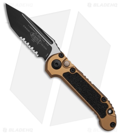 Microtech LUDT Gen III T/E Automatic Knife Tan Aluminum (3.5" Black Serr)