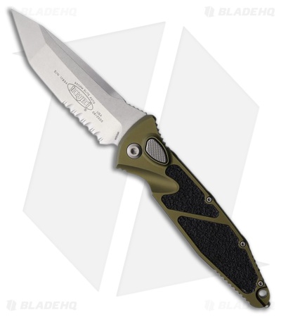 Microtech Socom Elite T/E Automatic Knife OD Green Aluminum (4" Stonewash Serr)