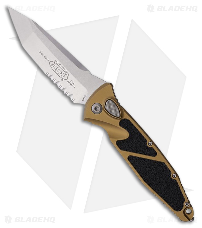 Microtech Socom Elite T/E Automatic Knife Tan Aluminum (4" Stonewash Serr)