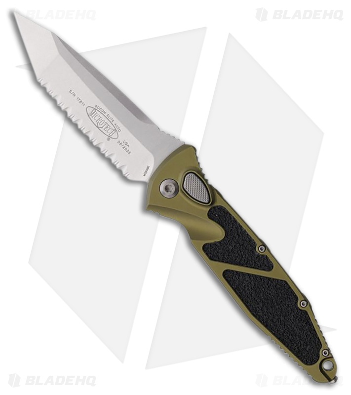Microtech Socom Elite T/E Automatic Knife OD Green Aluminum (4" SW Full Serr)