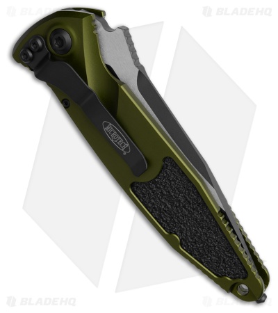 Microtech Socom Elite S/E Automatic Knife OD Green Aluminum (4" Two-Tone Serr)