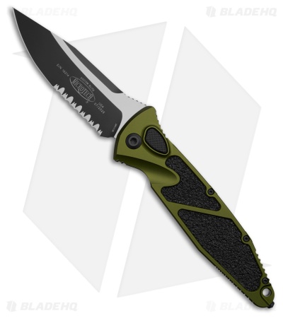 Microtech Socom Elite S/E Automatic Knife OD Green Aluminum (4" Two-Tone Serr)