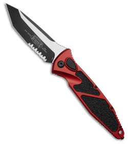 Microtech Socom Elite T/E Automatic Knife Red Aluminum (4" Black Serr) 161A-2RD