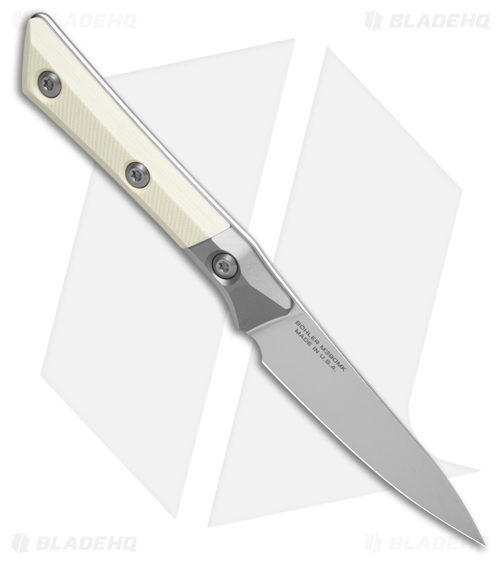 3.5" Pairing Knife Stonewash Standard Titanium Bolster Ivory G-10