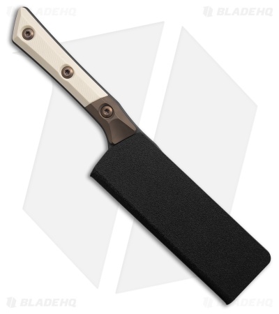 4.2" Santoku Knife Dark Stonewash Standard Titanium Bolster Ivory G-10