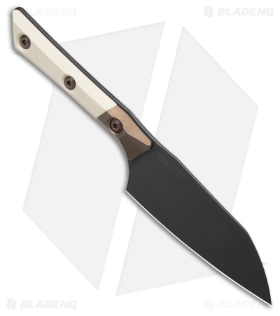 4.2" Santoku Knife Dark Stonewash Standard Titanium Bolster Ivory G-10