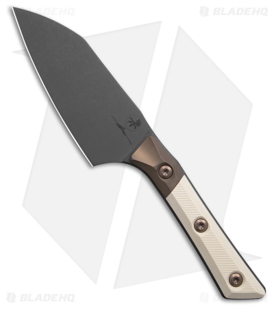 4.2" Santoku Knife Dark Stonewash Standard Titanium Bolster Ivory G-10