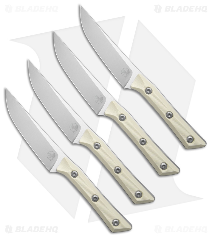 Microtech 4.5" Steak Knife Set Ivory G-10 (4.5" Stonewash)
