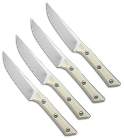 Microtech 4.5" Steak Knife Set Ivory G-10 (4.5" Stonewash)
