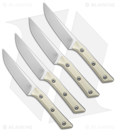 Microtech 4.5" Steak Knife Set Ivory G-10 (4.5" Stonewash)
