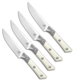 4.5" Steak Knife Set Stonewash Standard Titanium Bolster Ivory G-10