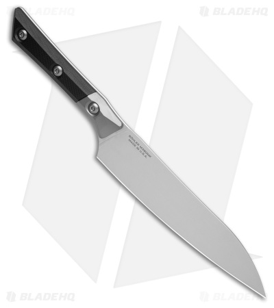 Microtech Utility Fixed Blade Kitchen Knife Black G-10/Ti Bolster (6" Stonewash)