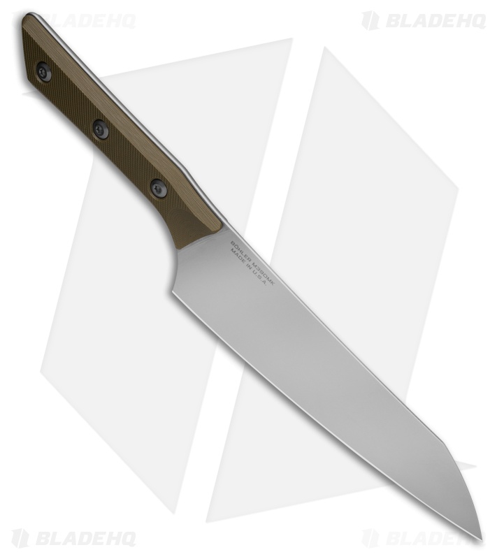 Microtech 8" Chef Fixed Blade Knife OD Green G-10 (8" Stonewash) 3000-10OD