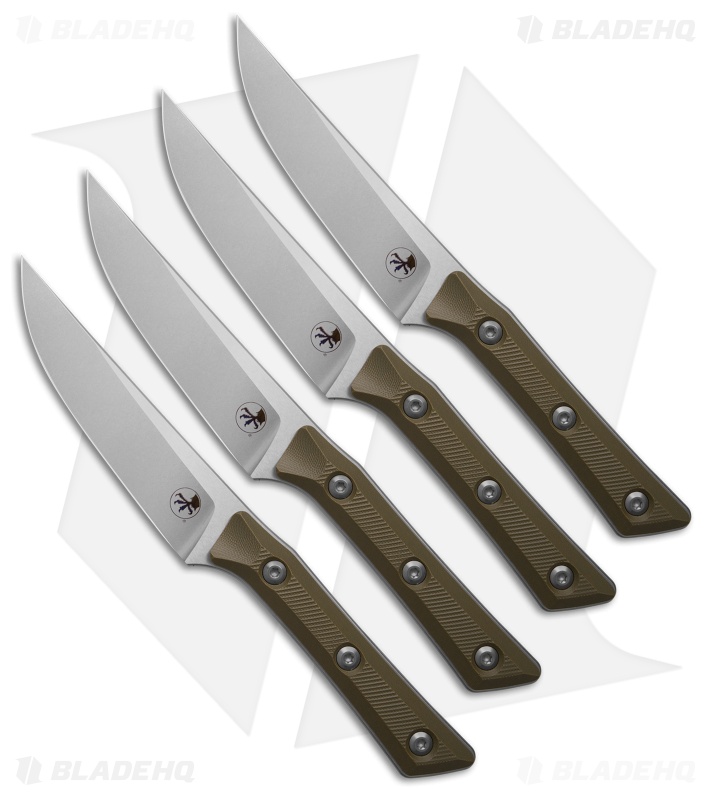 Microtech 9" Steak Knife Set OD Green G-10 (9" Stonewash M390MK)