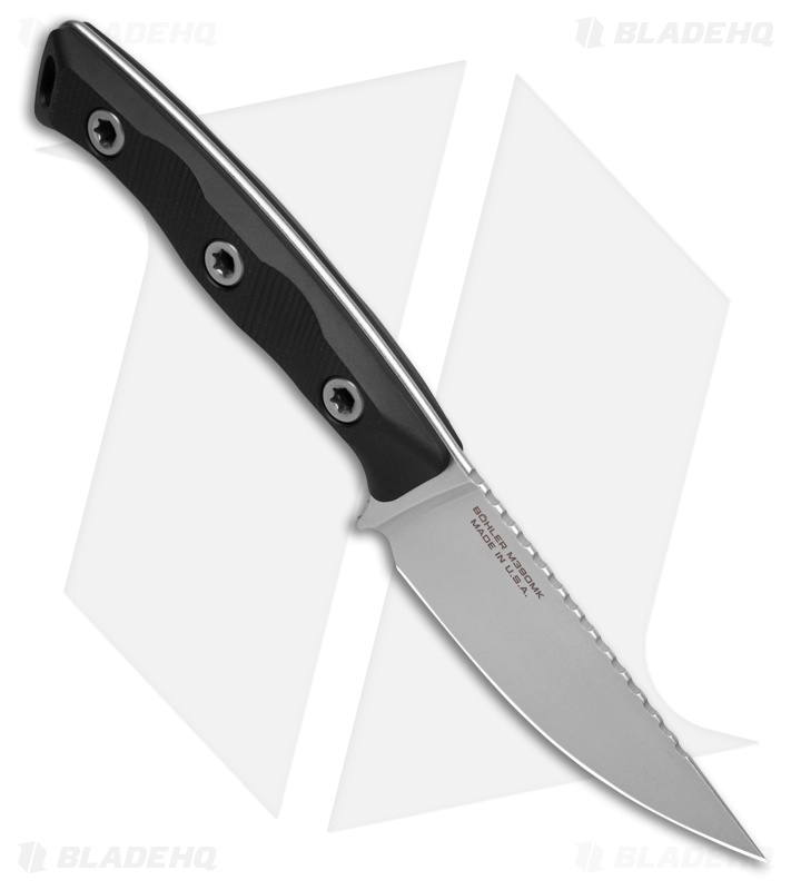 Microtech Akris Fixed Blade Knife Black G-10 (3.7" Stonewash M390MK)