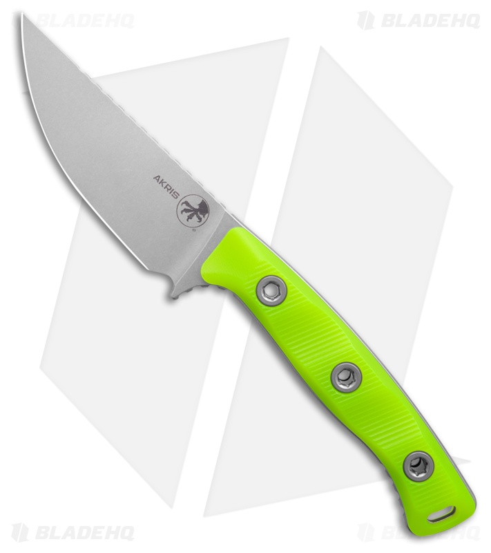Microtech Akris Fixed Blade Knife High Visibility G-10 (3.7" Stonewash M390MK)