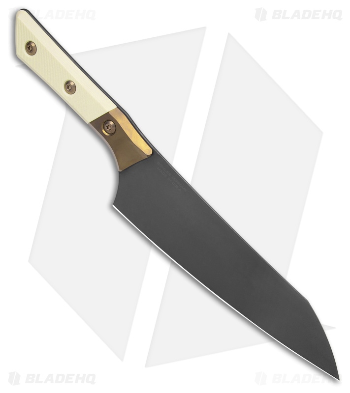 Microtech Fixed Blade Chef's Knife Ivory G-10 + Ti Bolsters (8" DLC M390MK)