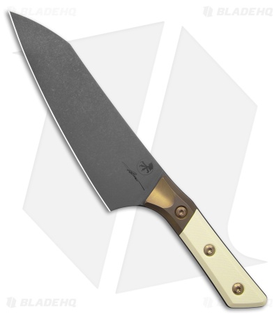 Microtech Fixed Blade Chef's Knife Ivory G-10 + Ti Bolsters (8" DLC M390MK)
