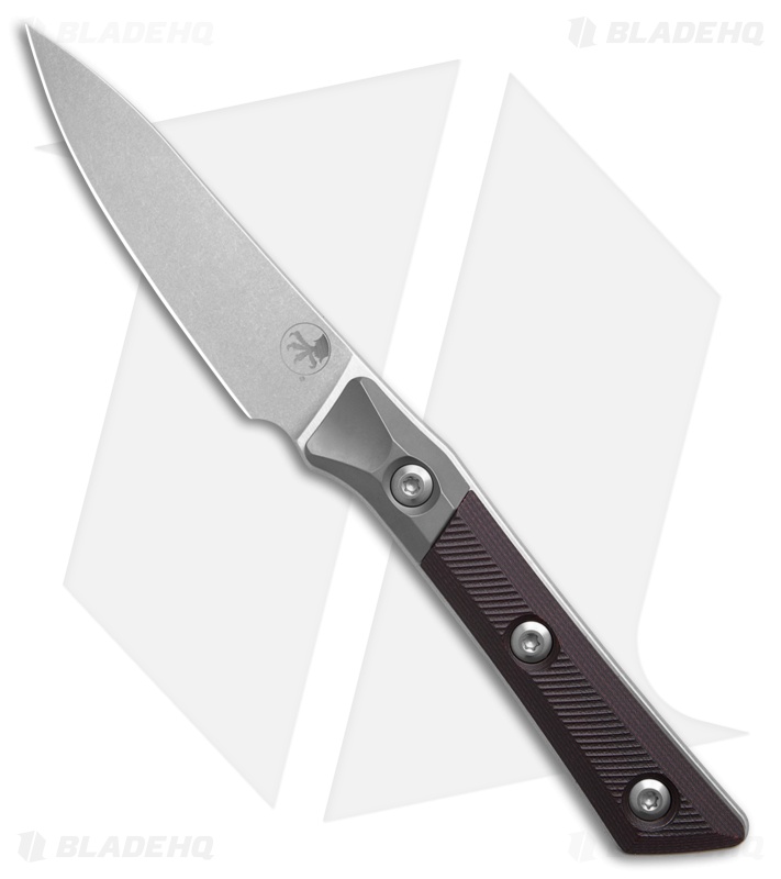 Microtech Paring Fixed Blade Knife Titanium Bolster Black Cherry G10 (3.75"" SW)