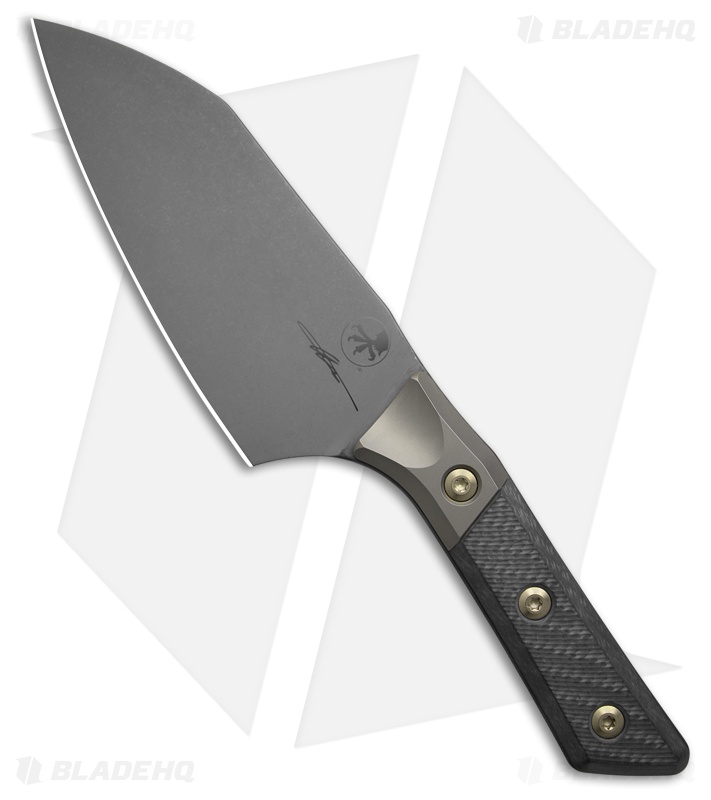 Microtech Santoku Fixed Blade Knife Black Carbon Fiber (6" Dark SW)